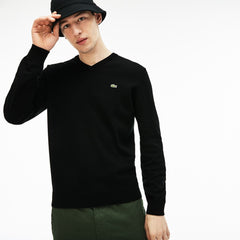 Men's V-neck Caviar Piqué Accent Cotton Jersey Sweater / Lacoste