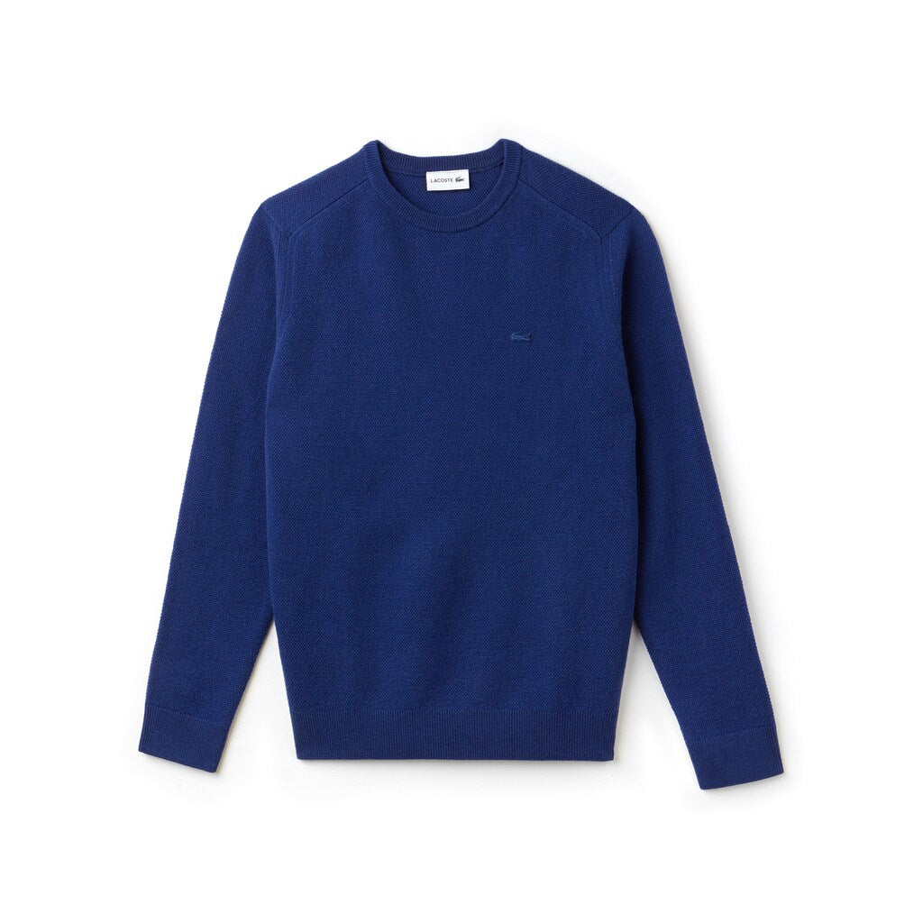 Men's Crew Neck Double Wool And Cashmere Piqué Sweater / Lacoste