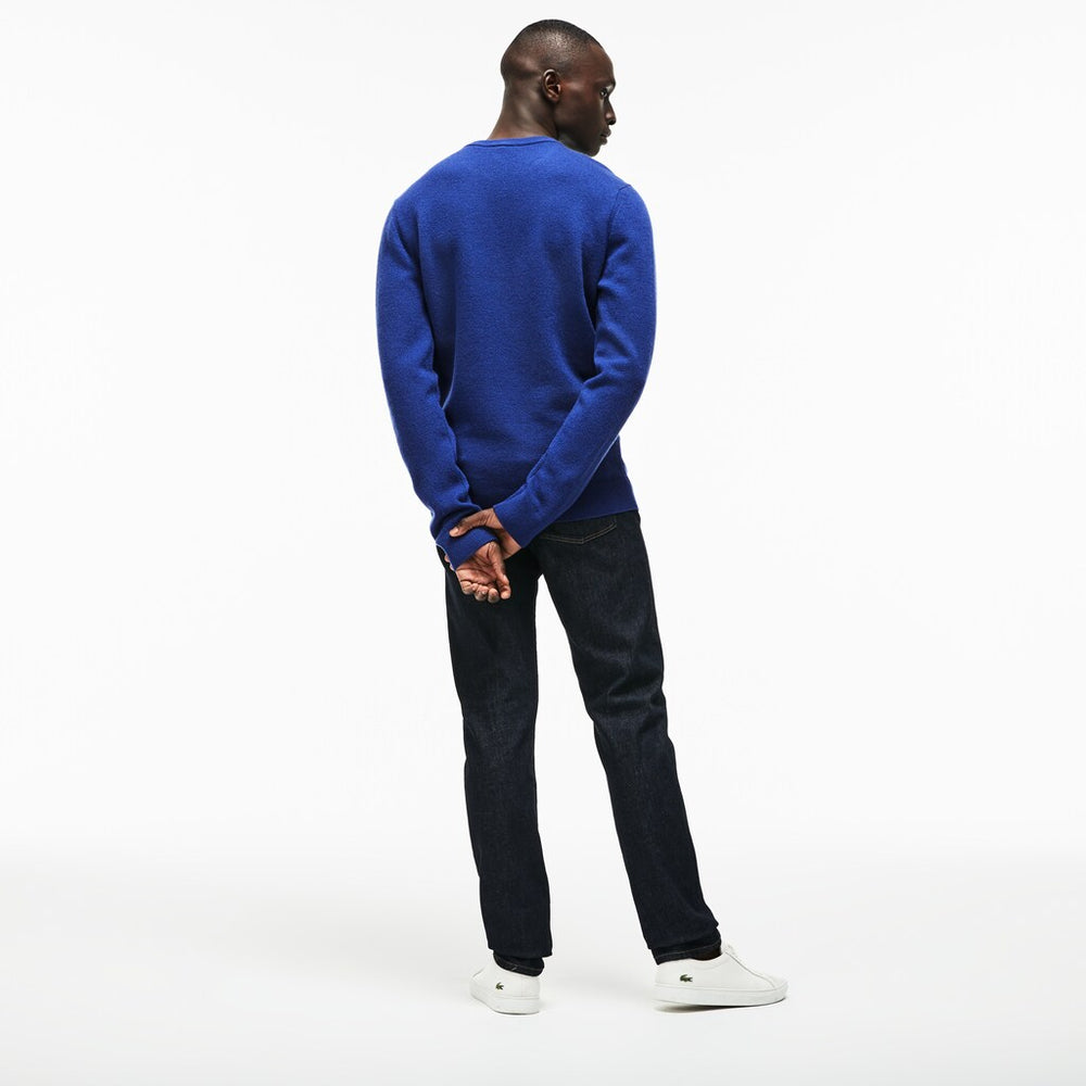 Men's Crew Neck Double Wool And Cashmere Piqué Sweater / Lacoste