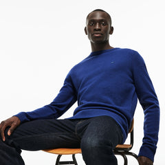 Men's Crew Neck Double Wool And Cashmere Piqué Sweater / Lacoste