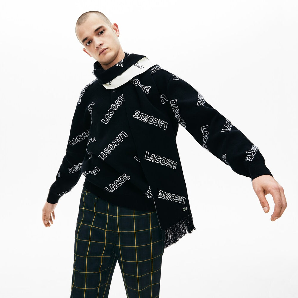 Men's Lacoste LIVE Lettering Cashmere And Cotton Scarf / Lacoste