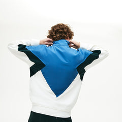 Men's Standup Collar Color-Blocked Cotton Fleece Jacket / Lacoste