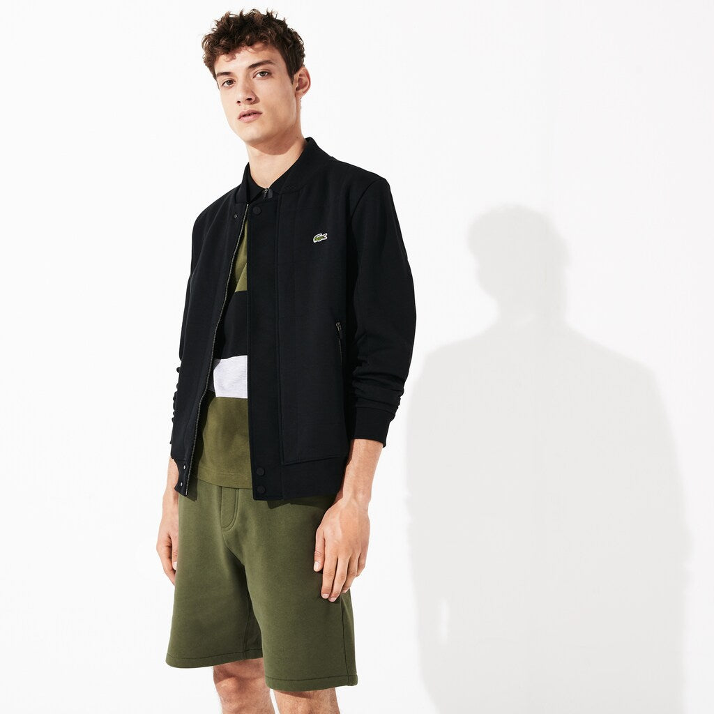 Men's SPORT Quilted Cotton Blend Fleece Bomber Jacket / Lacoste
