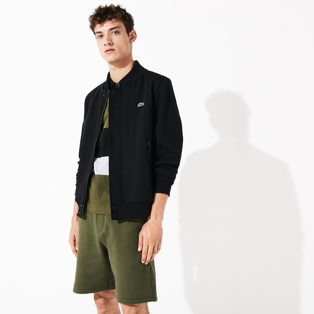 Men's SPORT Quilted Cotton Blend Fleece Bomber Jacket / Lacoste
