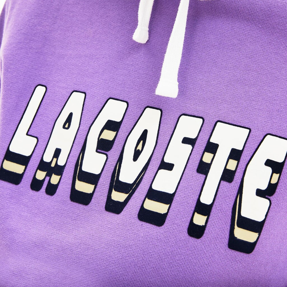 Men's Hooded 3D-Lettering Cotton Blend Fleece Sweatshirt / Lacoste