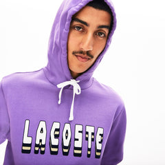 Men's Hooded 3D-Lettering Cotton Blend Fleece Sweatshirt / Lacoste