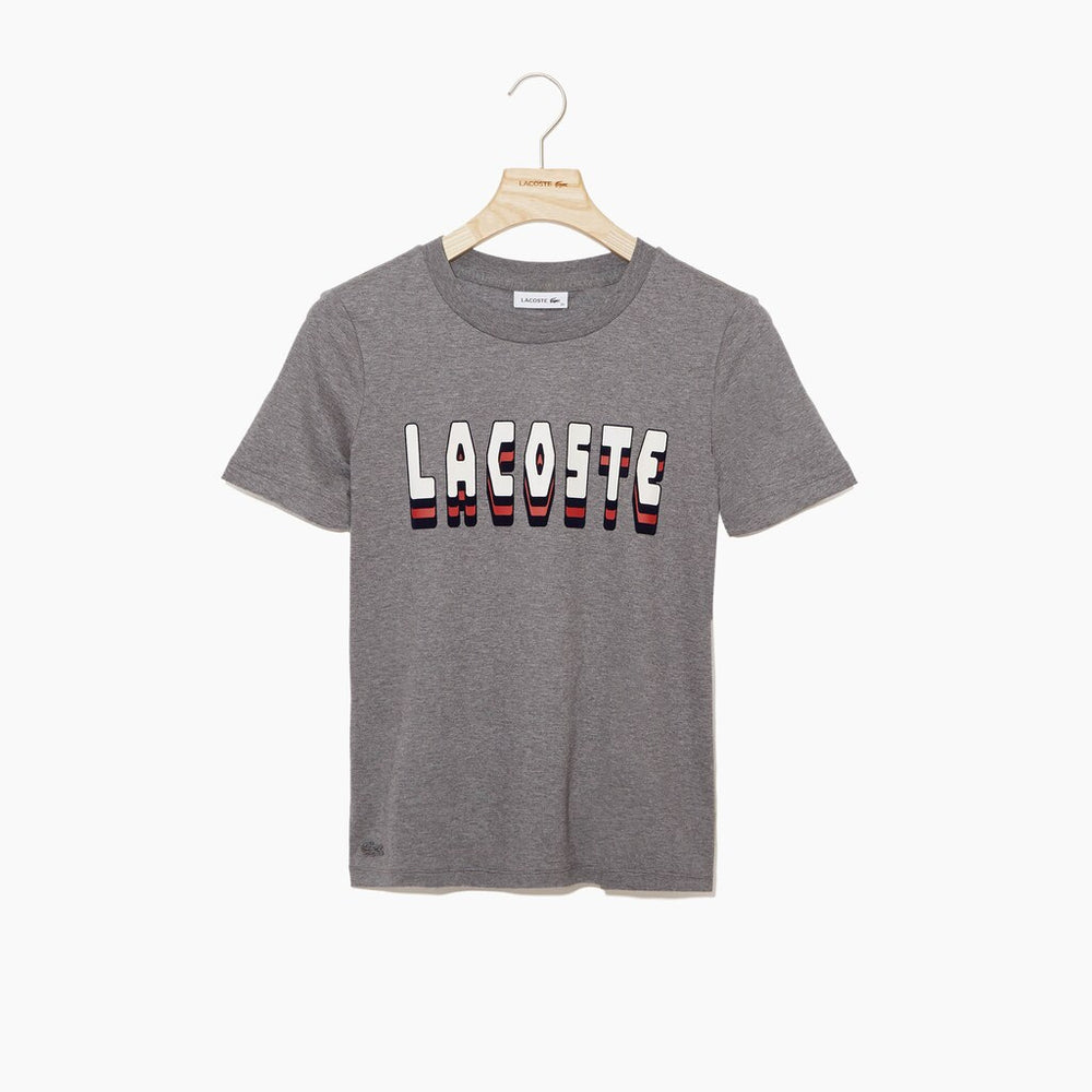 Women's Crewneck 3D-Lettering Cotton T-Shirt / Lacoste