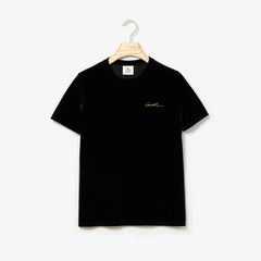Women's LIVE Crewneck Golden Signature Velvet T-Shirt / Lacoste