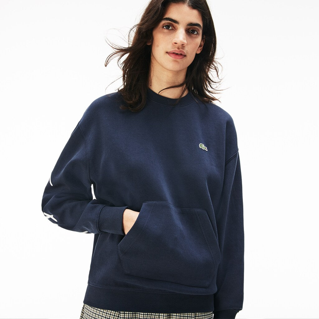 Unisex LIVE Crew Neck Embroidered Fleece Sweatshirt / Lacoste