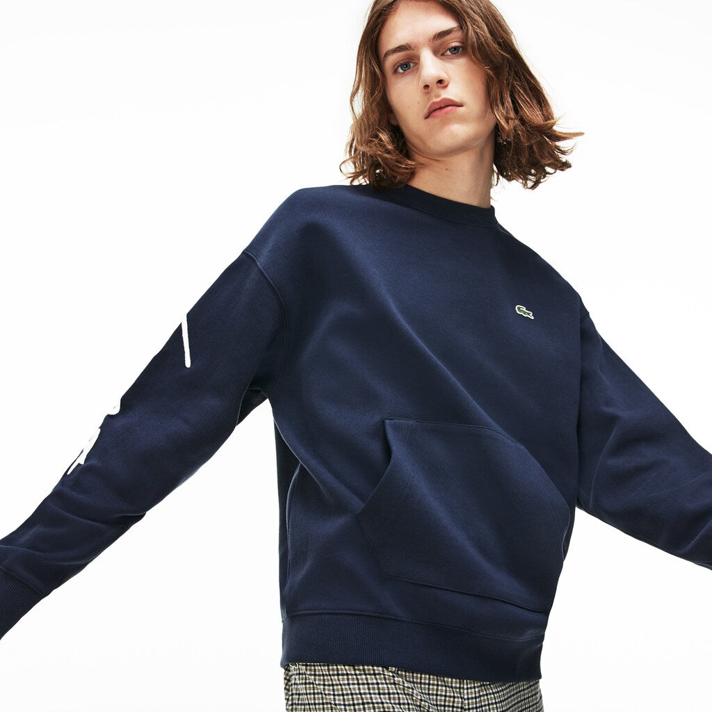 Unisex LIVE Crew Neck Embroidered Fleece Sweatshirt / Lacoste