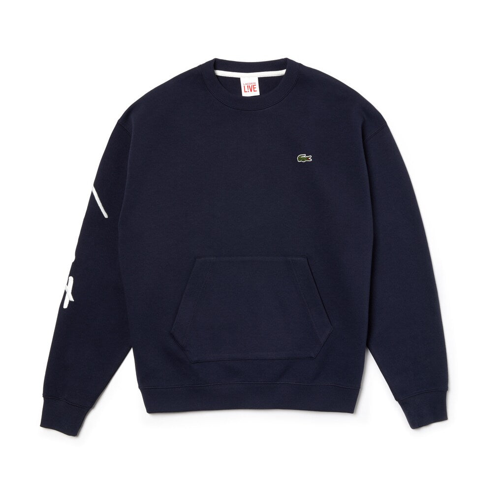 Unisex LIVE Crew Neck Embroidered Fleece Sweatshirt / Lacoste