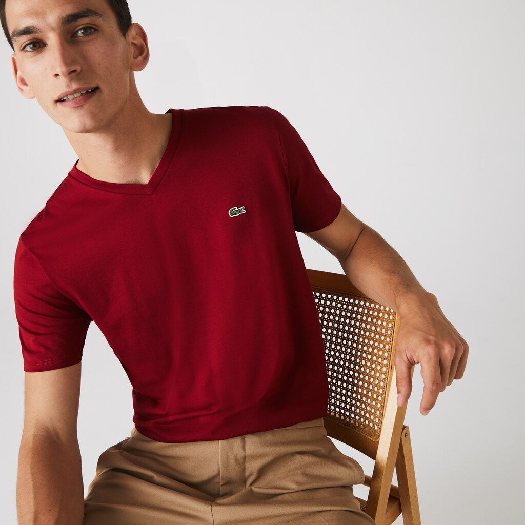 Men's V-neck Pima Cotton T-shirt / Lacoste