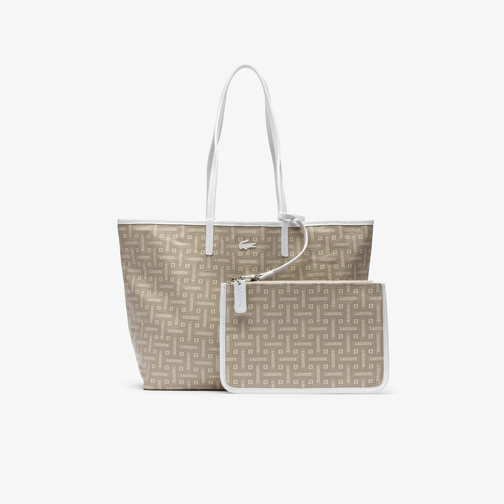 Women's Monogram Coated Cotton Canvas Tote Bag / Lacoste