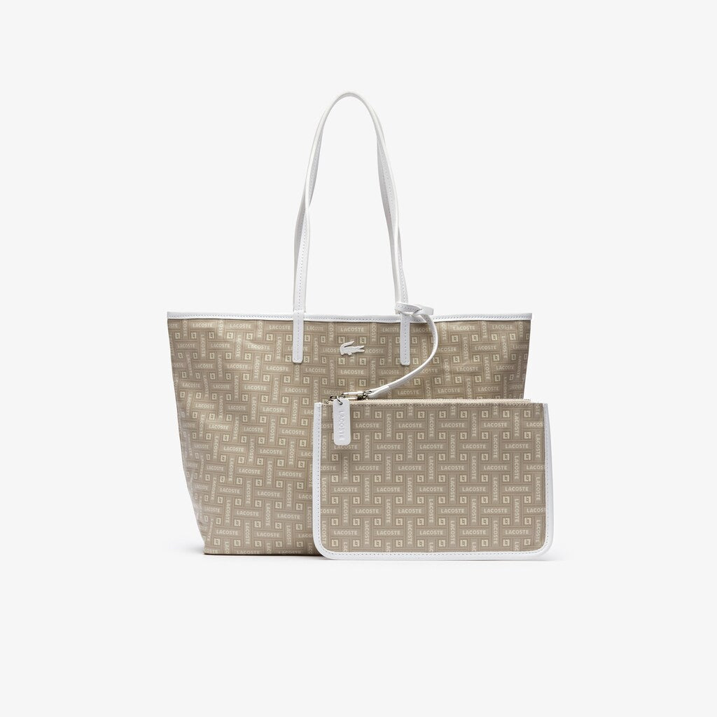 Women's Monogram Coated Cotton Canvas Tote Bag / Lacoste