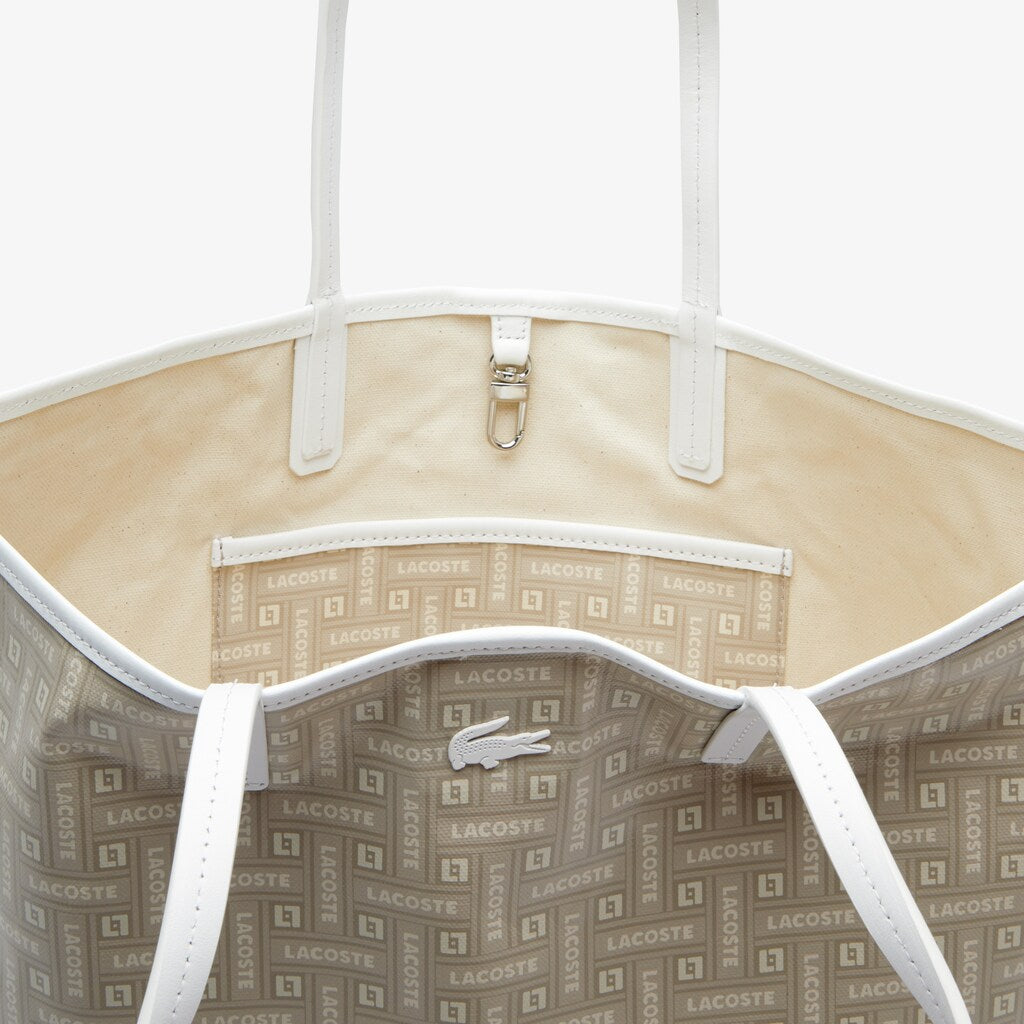 Women's Monogram Coated Cotton Canvas Tote Bag / Lacoste