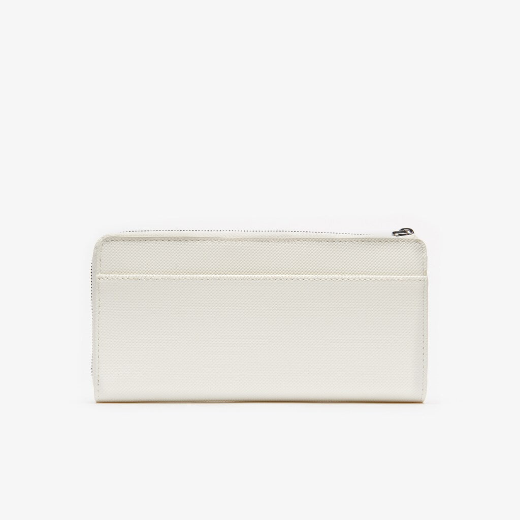 Women's Daily Classic Coated Canvas 10 Card Zip Wallet / Lacoste