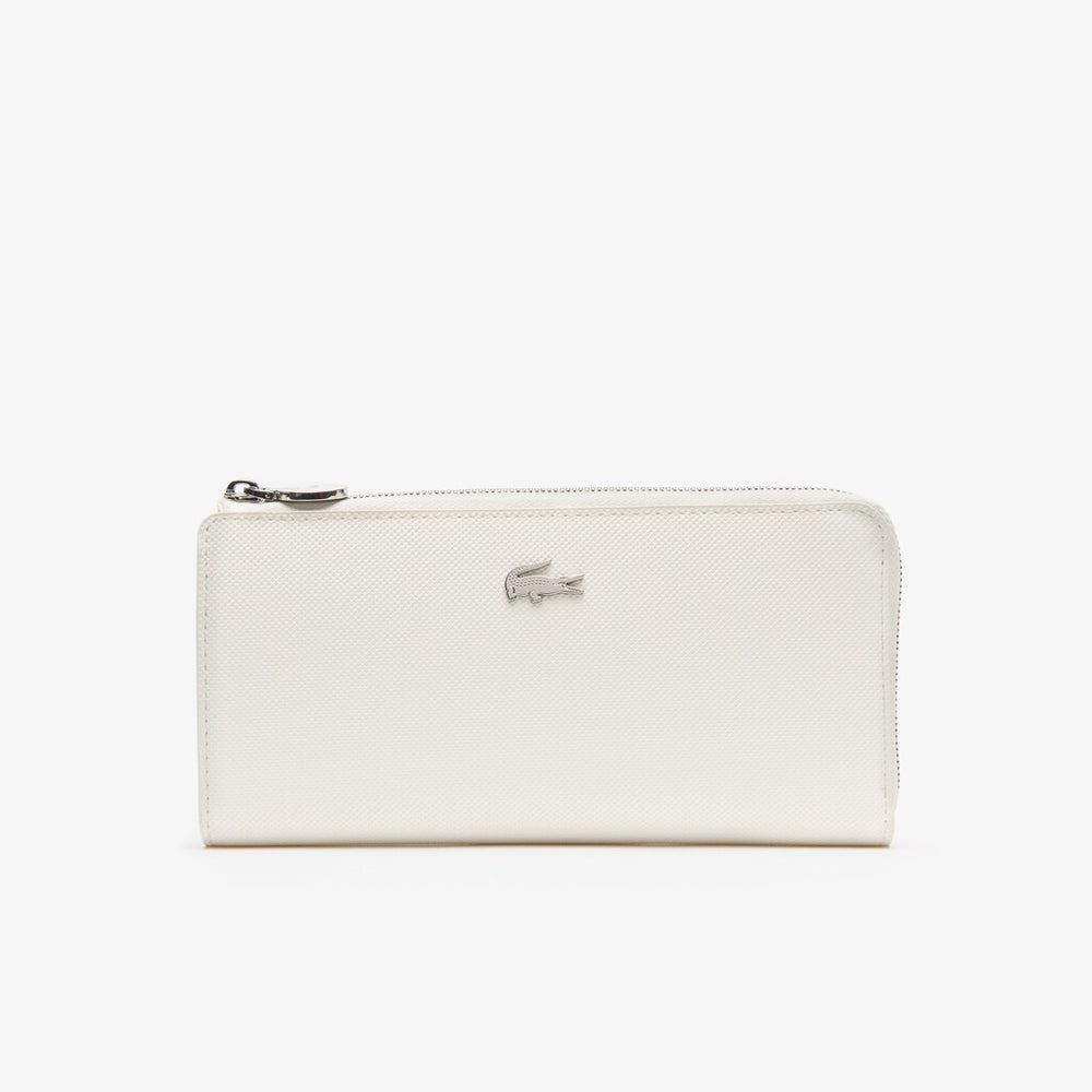 Women's Daily Classic Coated Canvas 10 Card Zip Wallet / Lacoste