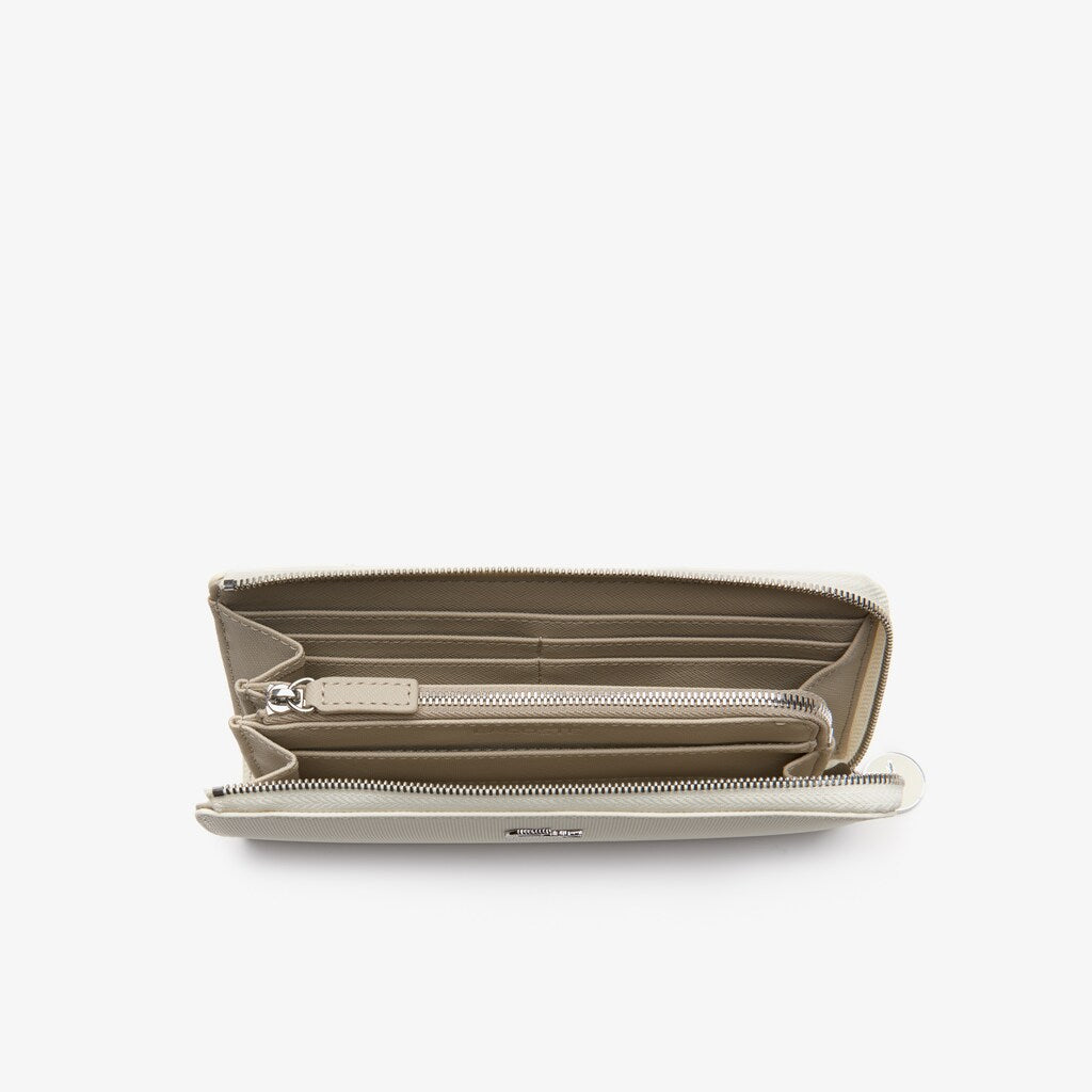 Women's Daily Classic Coated Canvas 10 Card Zip Wallet / Lacoste