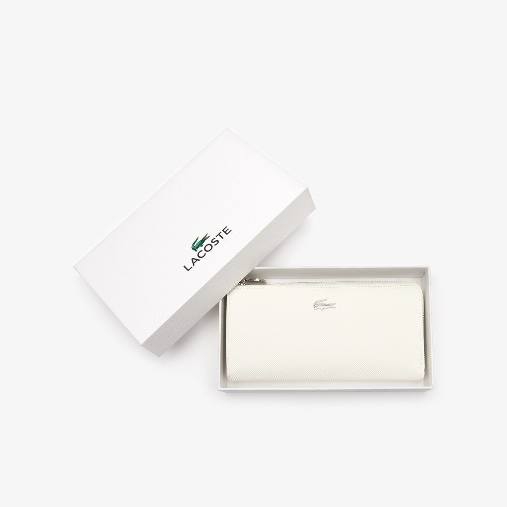 Women's Daily Classic Coated Canvas 10 Card Zip Wallet / Lacoste