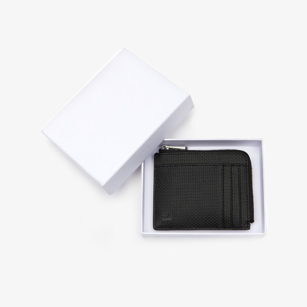 Men's Chantaco Matte Piqué Leather Zip 4 Card Holder / Lacoste