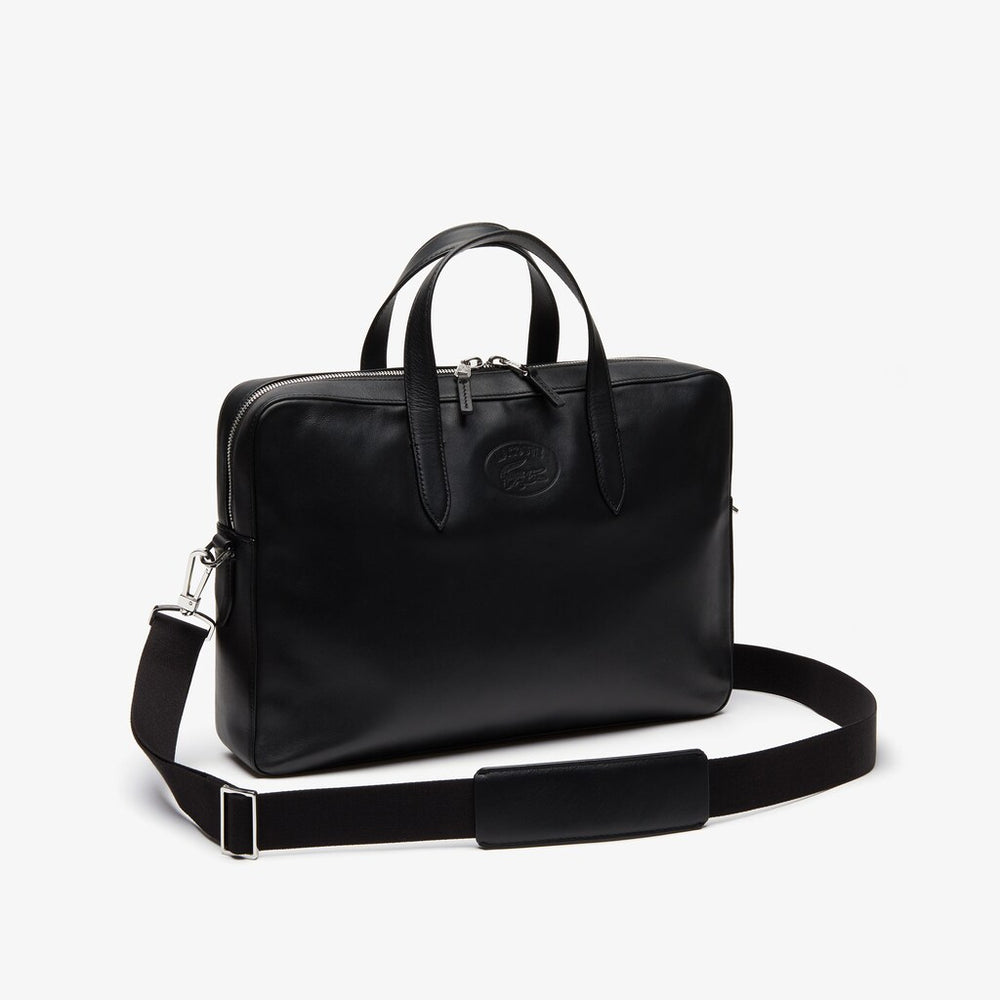 Men's L.12.12 Detachable Shoulder Strap Leather Computer Bag / Lacoste