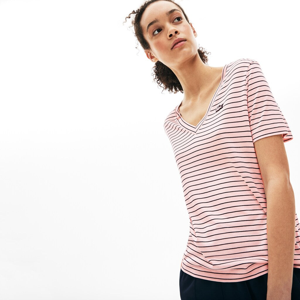 Women's V-neck Jersey T-shirt / Lacoste