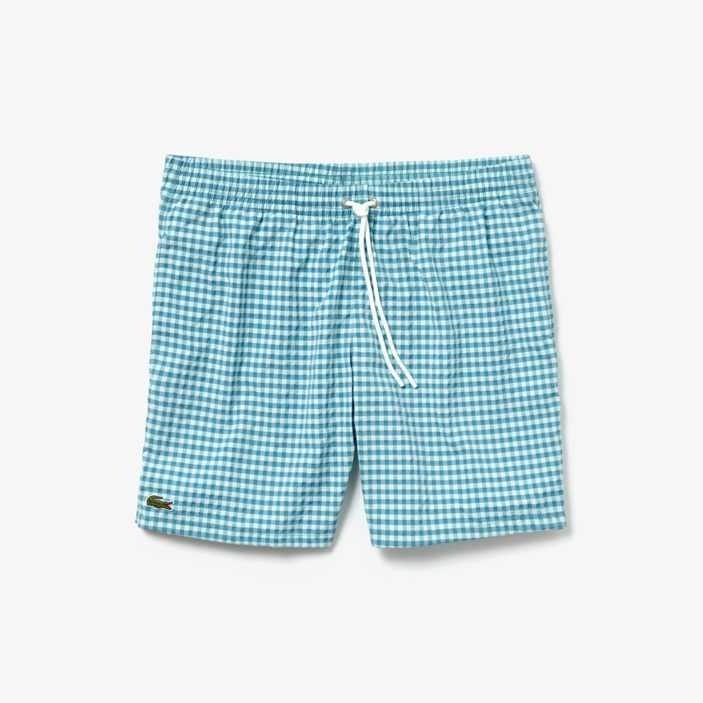 Men's Striped Seersucker Swim Trunks / Lacoste