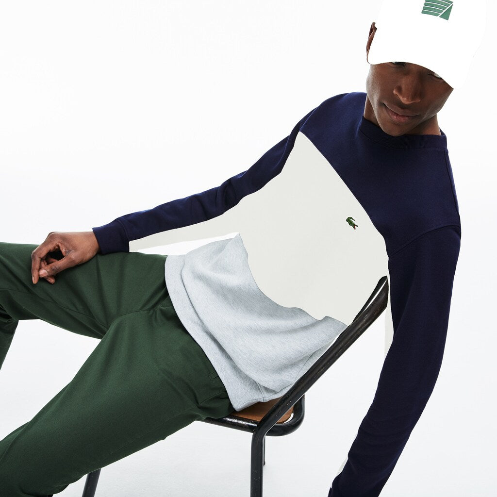 Men's Crew Neck Colorblock Piqué Fleece Sweatshirt / Lacoste