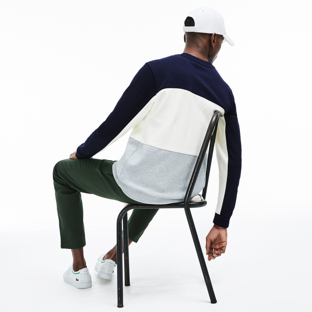 Men's Crew Neck Colorblock Piqué Fleece Sweatshirt / Lacoste