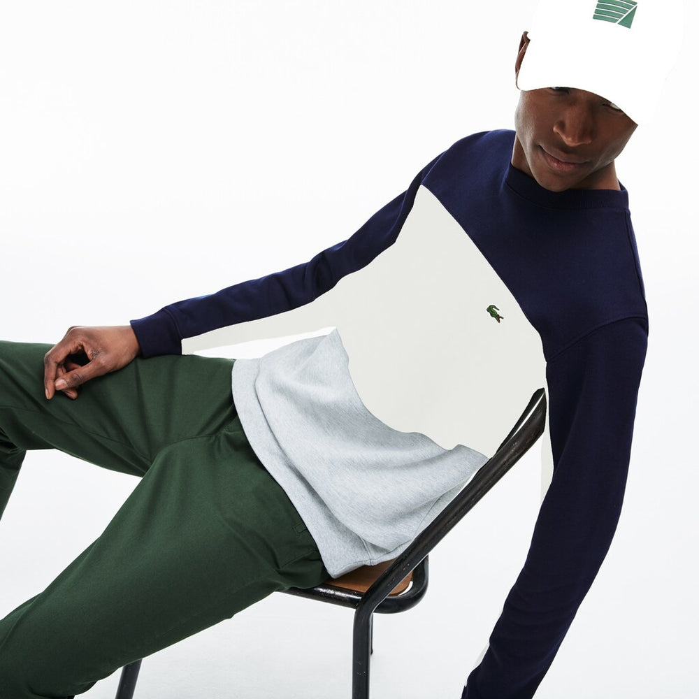 Men's Crew Neck Colorblock Piqué Fleece Sweatshirt / Lacoste