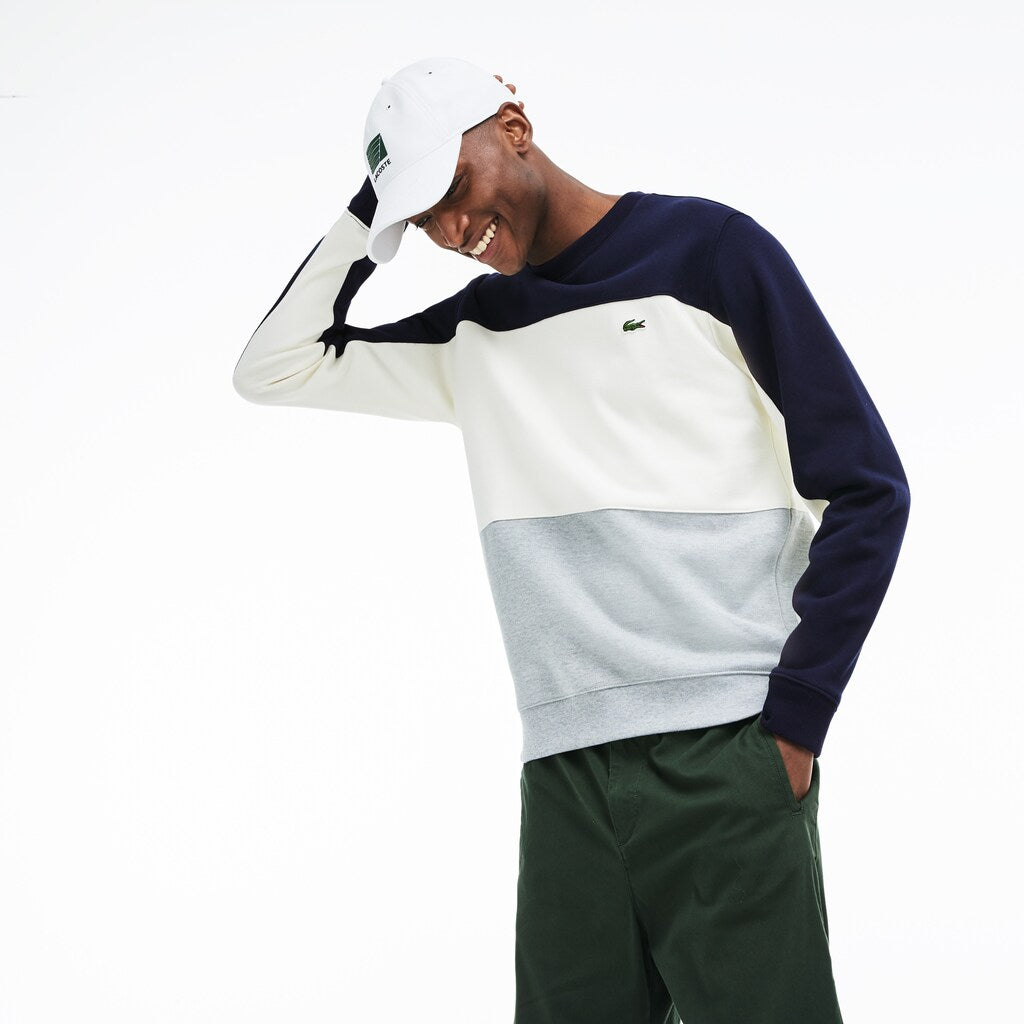 Men's Crew Neck Colorblock Piqué Fleece Sweatshirt / Lacoste