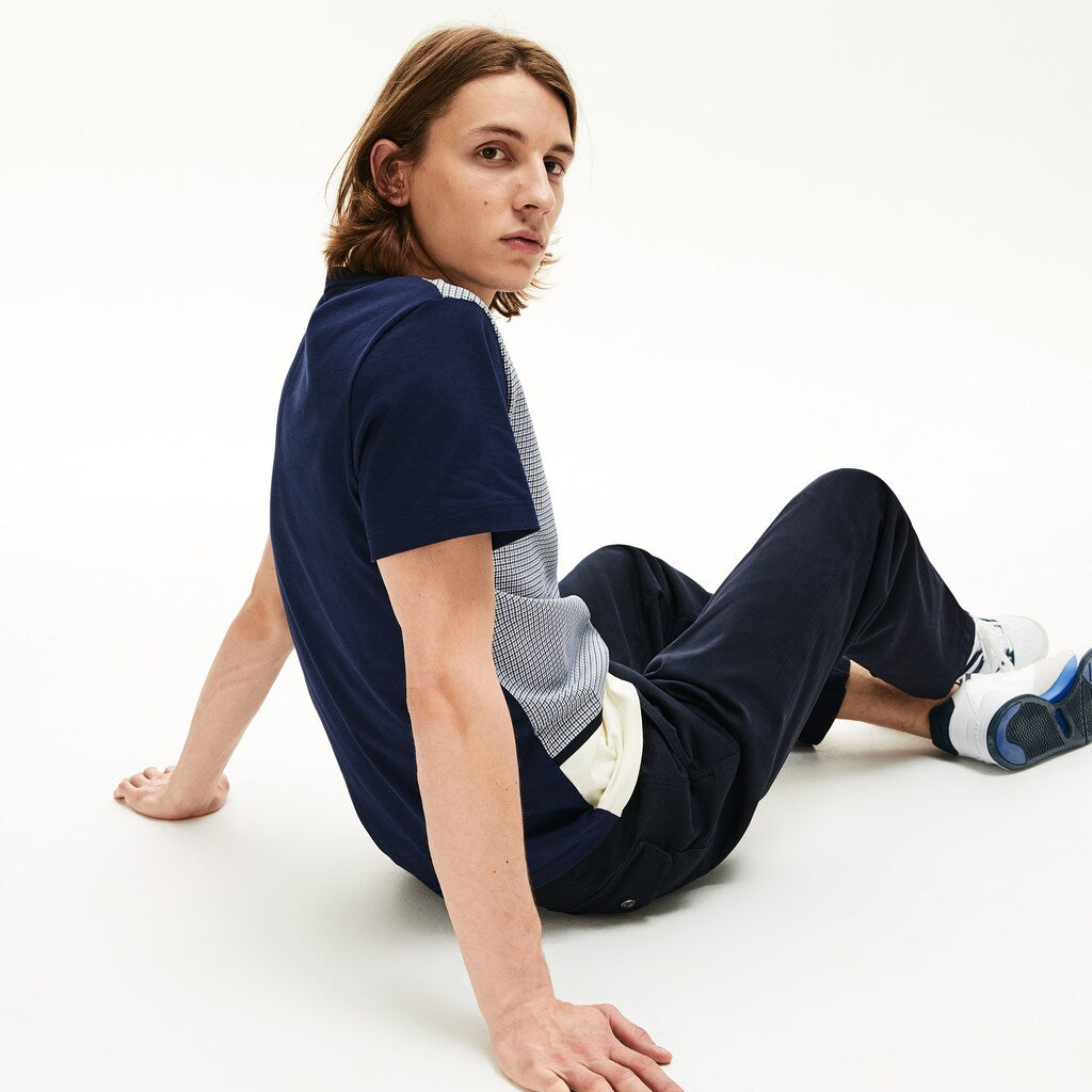 Men's Crewneck Print-Blocked Cotton T-Shirt / Lacoste