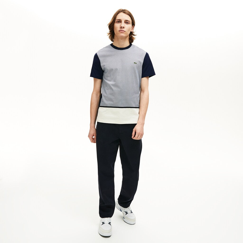 Men's Crewneck Print-Blocked Cotton T-Shirt / Lacoste