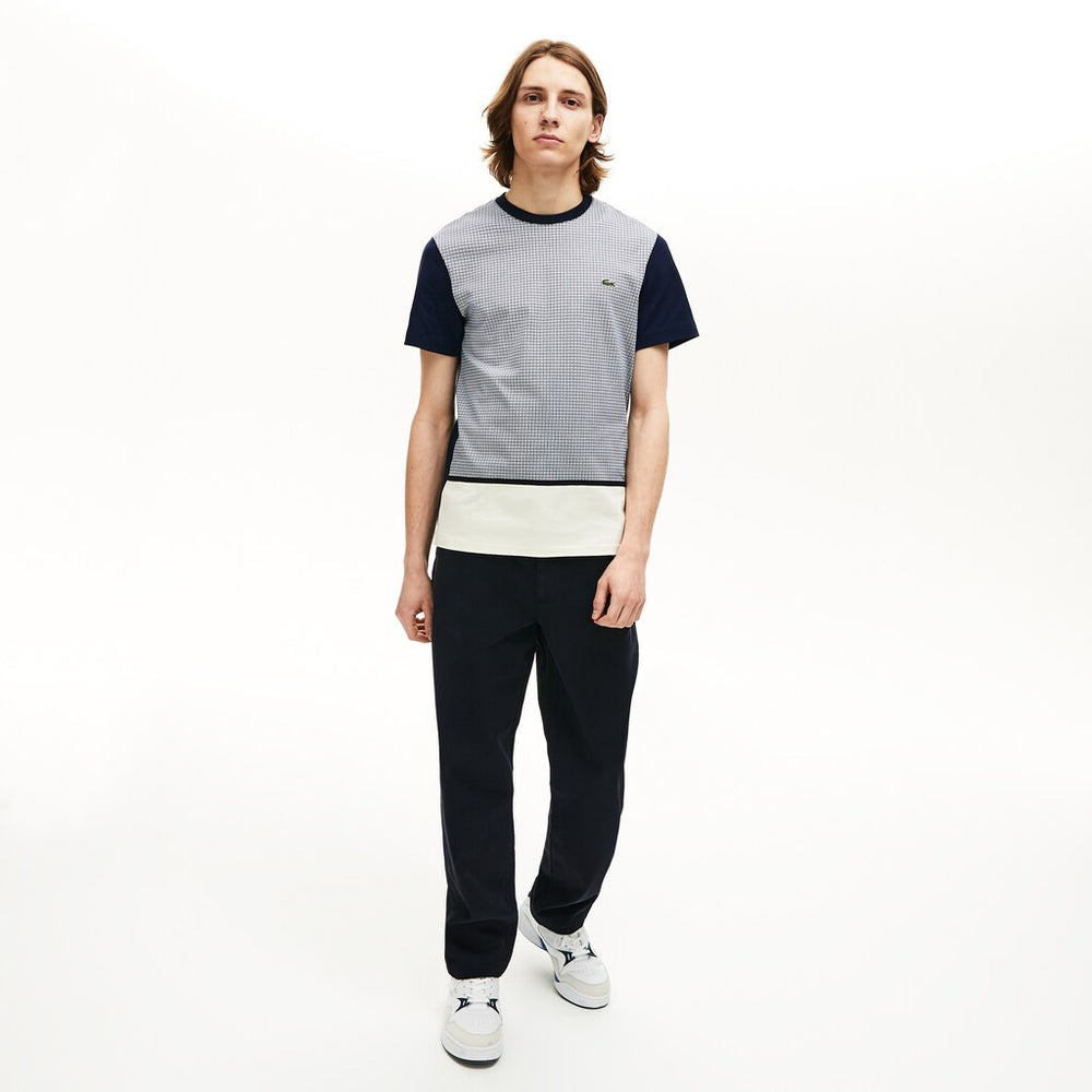 Men's Crewneck Print-Blocked Cotton T-Shirt / Lacoste