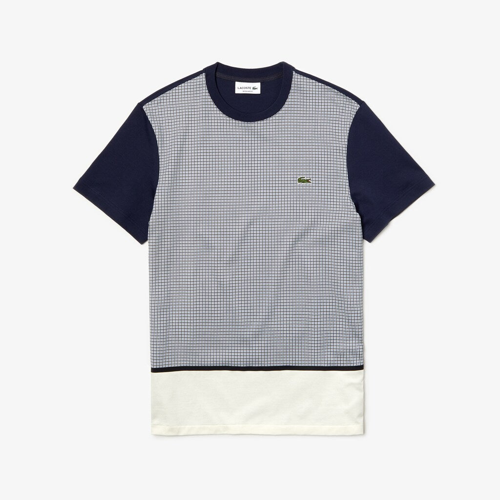 Men's Crewneck Print-Blocked Cotton T-Shirt / Lacoste