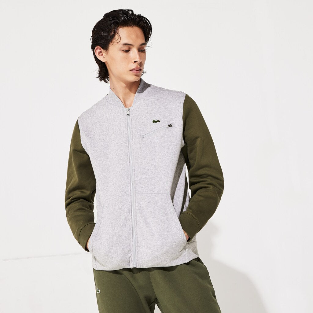 Men's SPORT Contrast-Sleeve Fleece Varsity Jacket / Lacoste