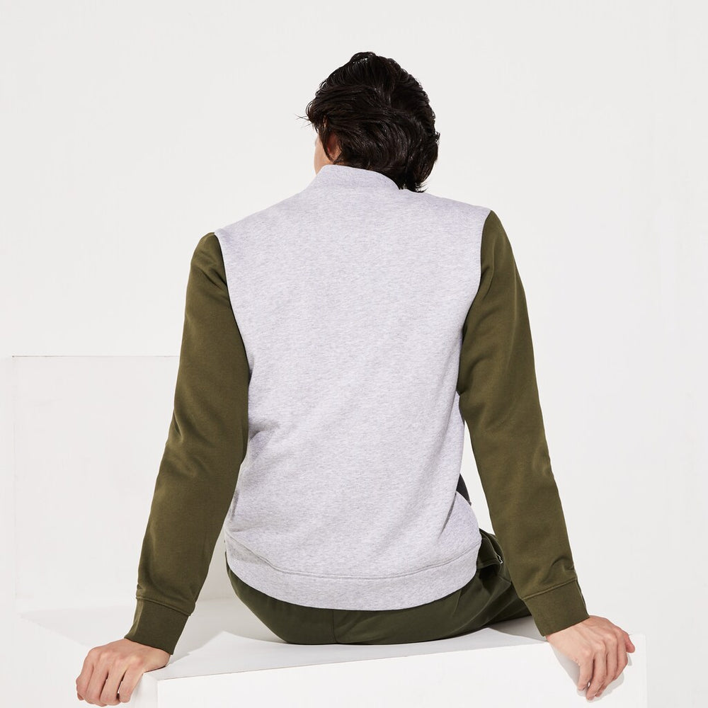 Men's SPORT Contrast-Sleeve Fleece Varsity Jacket / Lacoste