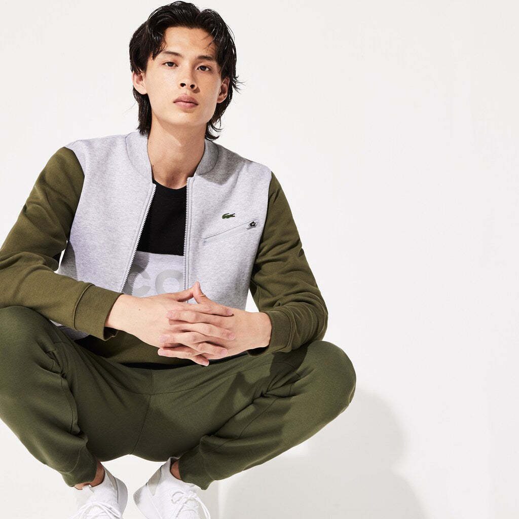 Men's SPORT Contrast-Sleeve Fleece Varsity Jacket / Lacoste
