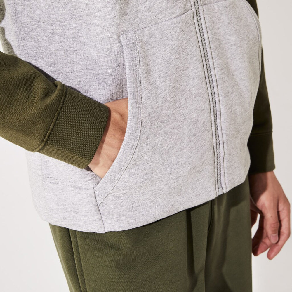 Men's SPORT Contrast-Sleeve Fleece Varsity Jacket / Lacoste