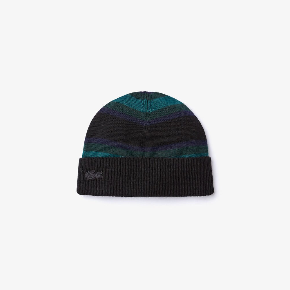 Women's Striped Wool Jersey Beanie / Lacoste