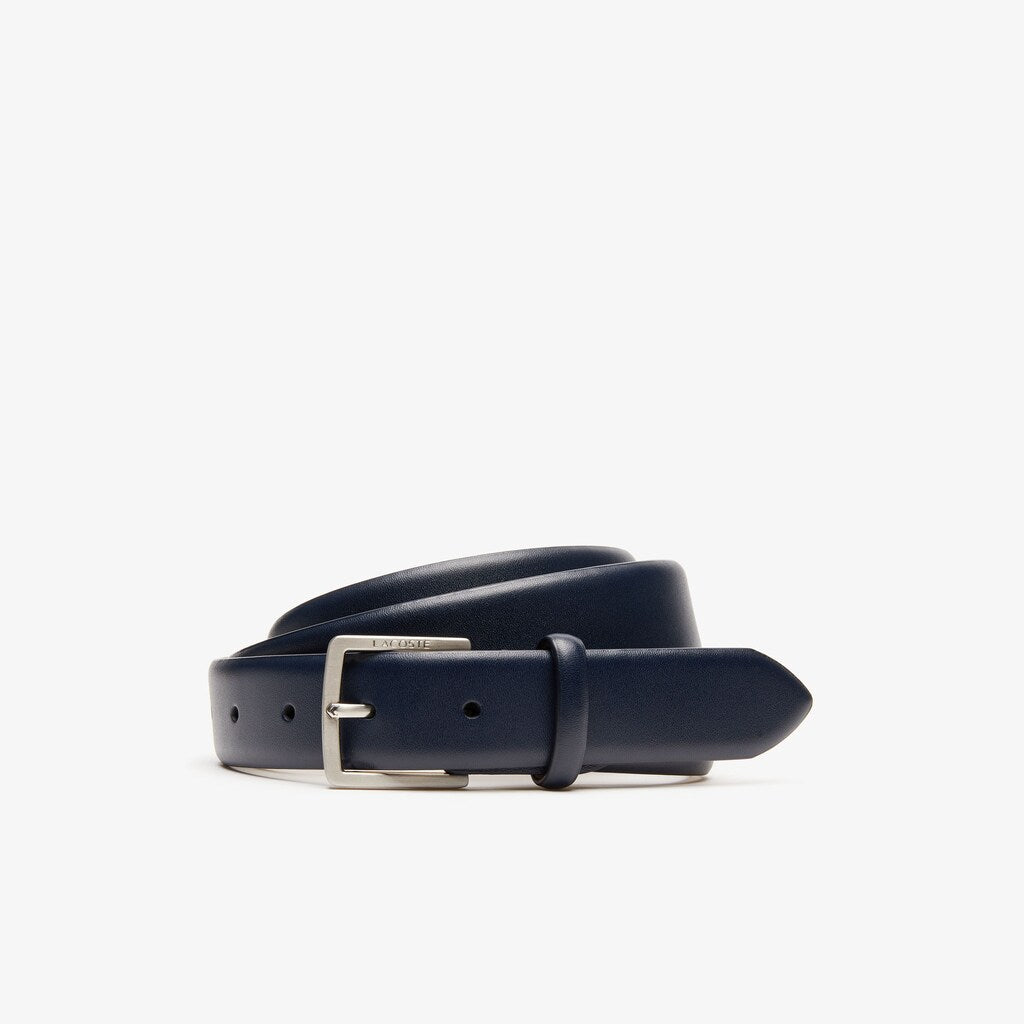 Men's Engraved-Buckle Leather Belt / Lacoste