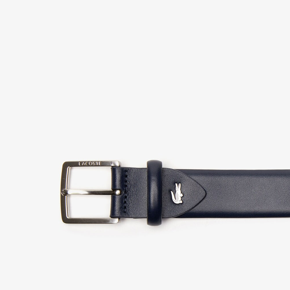 Men's Engraved-Buckle Leather Belt / Lacoste