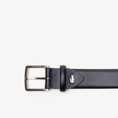 Men's Engraved-Buckle Leather Belt / Lacoste