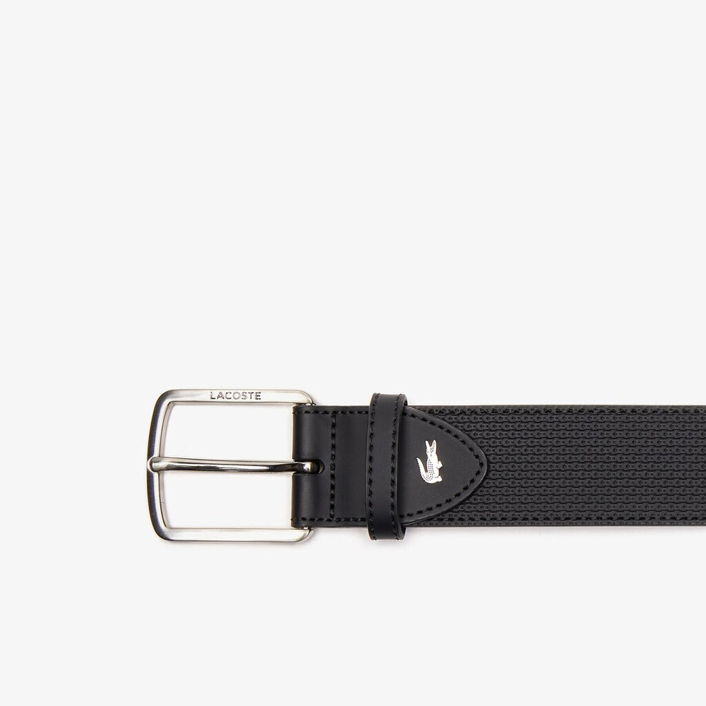 Men's Engraved-Buckle Texturized Leather Belt / Lacoste