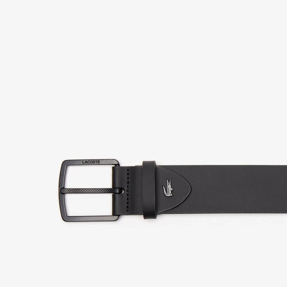 Men's Engraved-Buckle Smooth Leather Belt / Lacoste