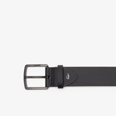 Men's Engraved-Buckle Smooth Leather Belt / Lacoste