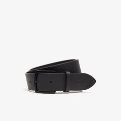 Men's Engraved-Buckle Smooth Leather Belt / Lacoste