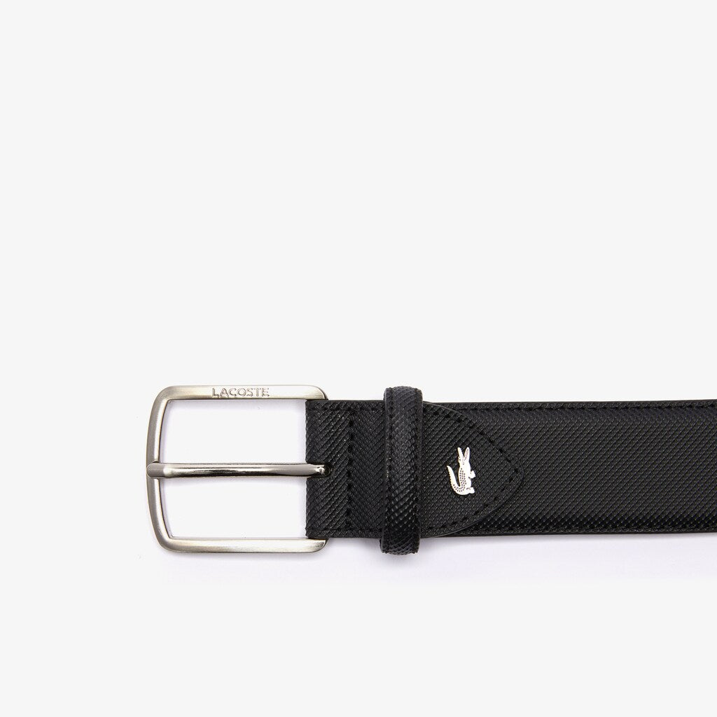 Men's Engraved-Buckle Piqué Canvas Belt / Lacoste