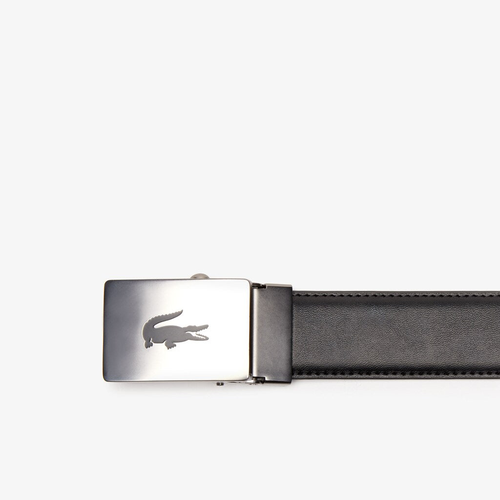 Men's Lacoste Engraved Plate Buckle Leather Belt / Lacoste