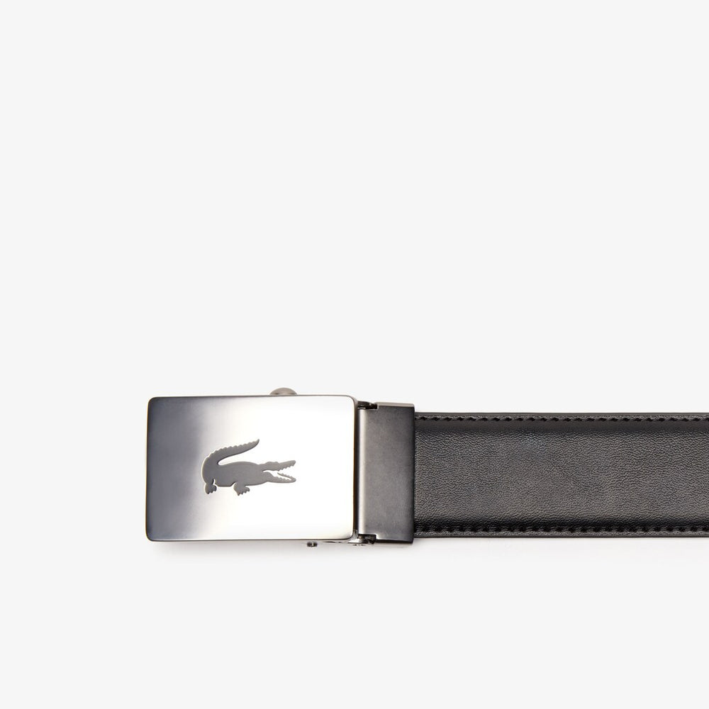 Men's Lacoste Engraved Plate Buckle Leather Belt / Lacoste